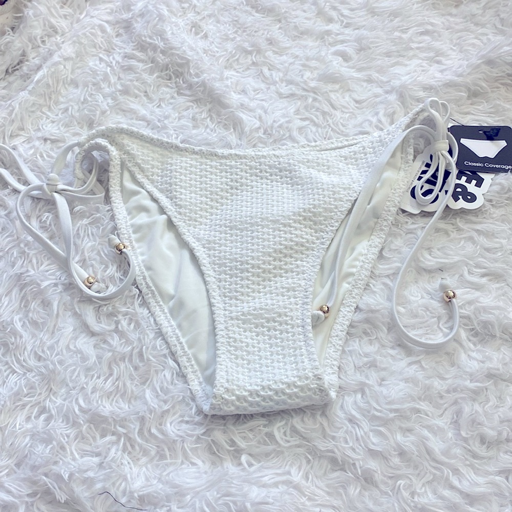 NWT Love & Sports White with Gold hardware Bathing Suit Bottom